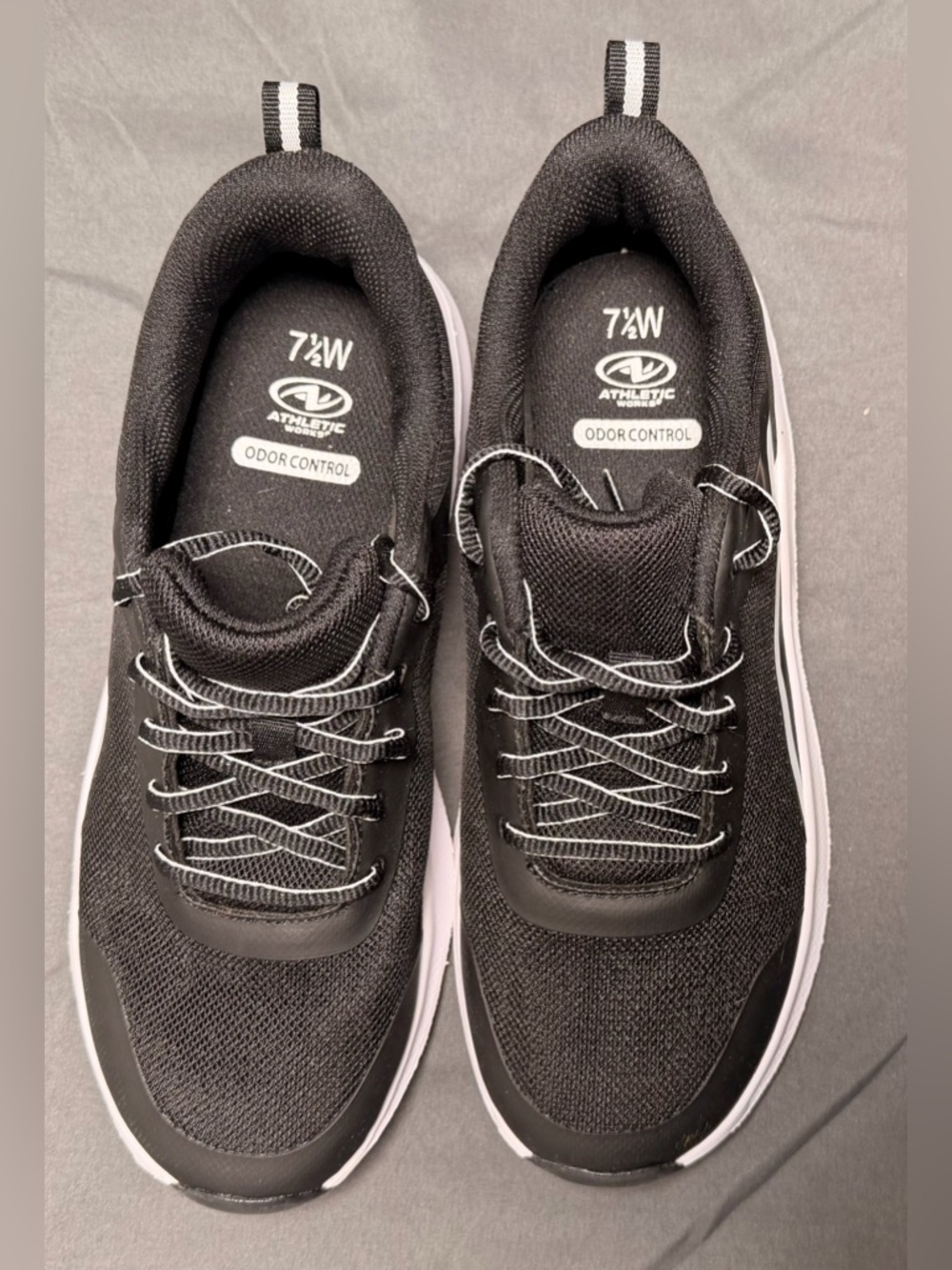 Athletic Works Men's Black Mesh Walking Sneakers with White Trim
